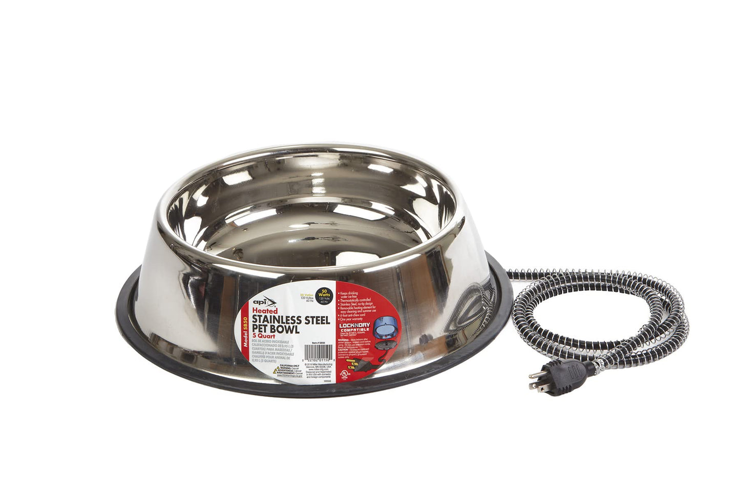 Stainless Steel 5 Quart Heated Pet Bowl