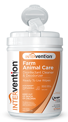 Intervention Wipes Farm Animal Care Disinfectant Cleaner & Deodorizer 160ct